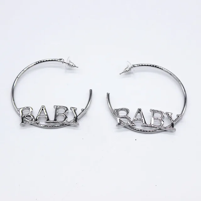 Net Red Europe And America Ring Circle Earrings Letters Baby Net Red Europe And America Ring Circle Earrings Letters Baby Personality Exaggerated Banquet Nightclub 1000