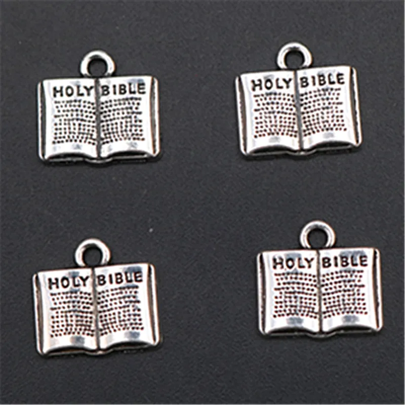 

WKOUD 6pcs Silver Plated Jesus Bible Pendant Religious Necklace Bracelet DIY Metal Jewelry Charm Show A1614