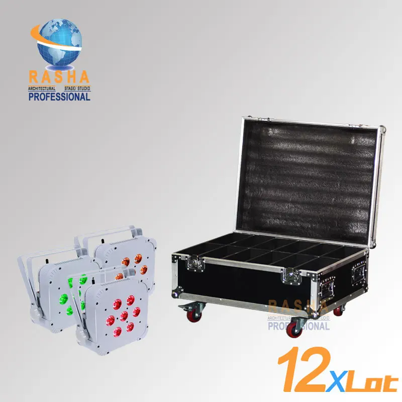 

12X LOT Freeshipping Rasha 7*18W 6in1 RGBAW UV Built Wireless LED Slim Flat Par Profile Can Wifi LED Par Light For DJ Party