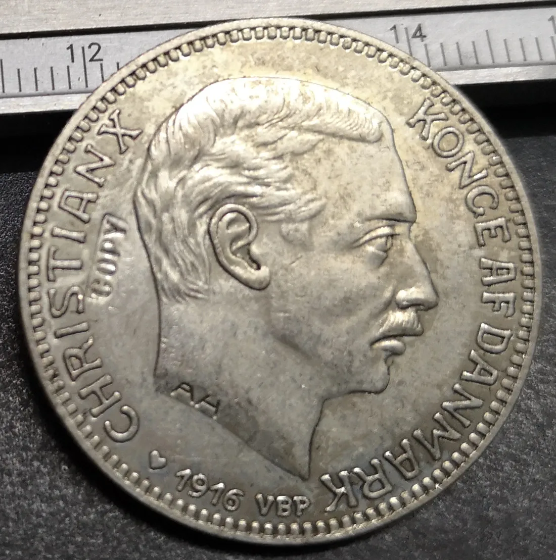 1916 Дания 2 kroner-Christian X Посеребренная копировальная монета | Дом и сад