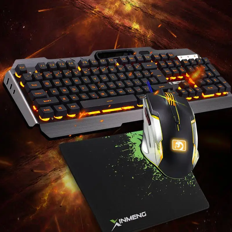 

DSstyles Computer Desktop Gaming Keyboard and Mouse Mechanical Feel LED Light Backlit