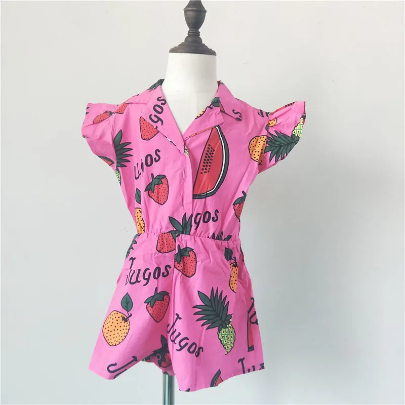 

Lashojas Summer Fruit print ruffled romper for kids girls 1-10 years summer tops