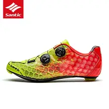 Santic Cycling Shoes Men Carbon Fiber Road Bike Shoes Breathable Self-Locking 2018 PRO Racing Team Athletic Bicycle Shoes
