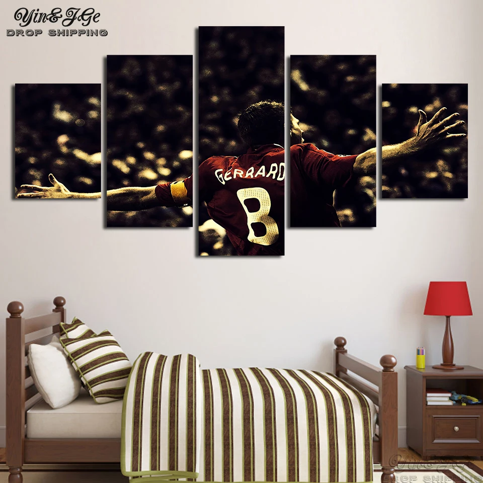 

HD Prints Retro PosterHome Decoration 5 Pieces Canvas Painting Bedside Background Wall Art Liverpool Fc Modular Pictures Artwork