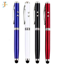 300 шт./лот Портативный 4 в 1 лазерный указатель светодиодный фонарик Шариковая Ручка-перо емкостная сенсорная ручка для IPhone Ipad samsung