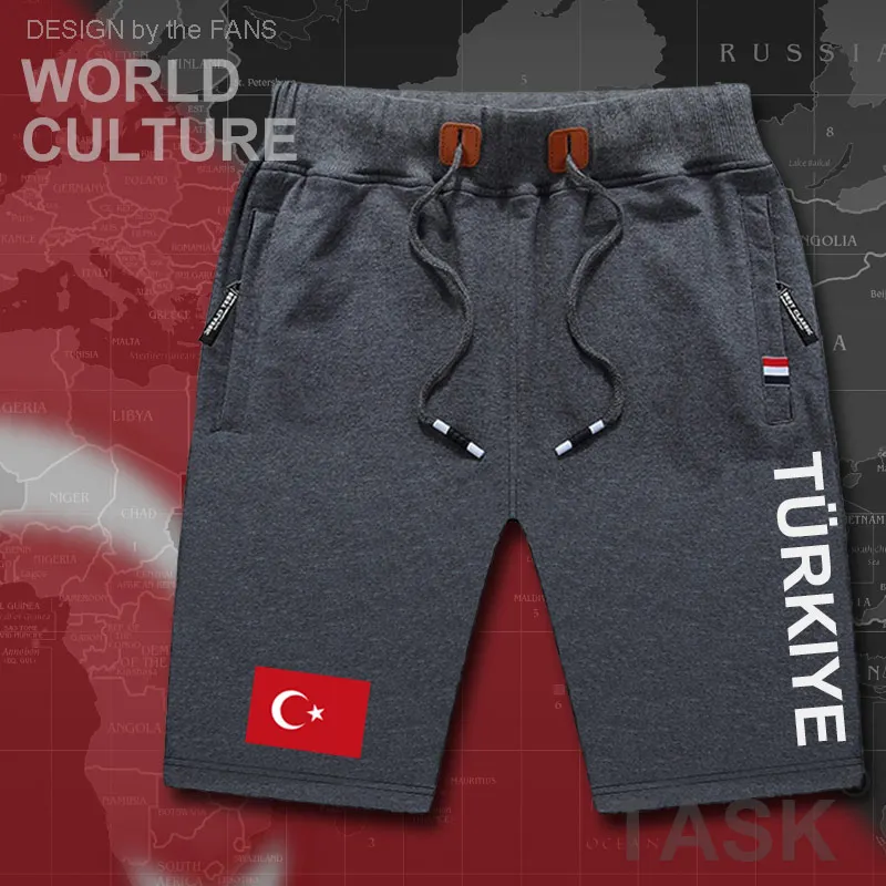 Турецкие мужские пляжные шорты, новинка, мужские пляжные шорты, с флагом, для тренировок, на молнии, с карманом, повседневная одежда,, Турецкая турка, страна Тр - Цвет: P01darkgray