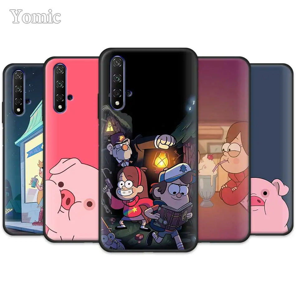 

Black Silicone Case for Huawei Honor 20 Pro 9 10 20 Lite 7A 7C 7S 8A Pro 8X 8C 8S View 20 Cases Cartoon Anime Gravity Falls pig
