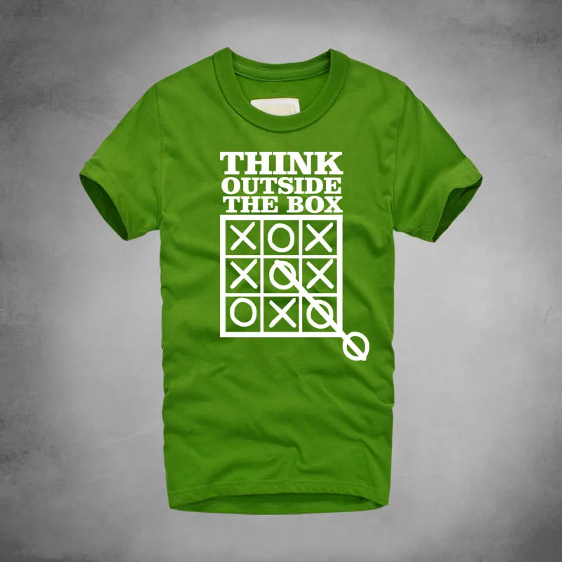 

Think Outside The Box Men T-Shirt Funny Sayings Engineer Geek Nerd Break Rules Creative Pattern Soft thick Tees manga corta