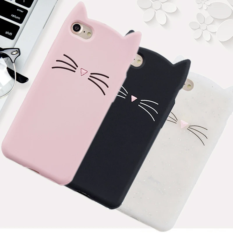 Hot sales! 3D Cute Cat Phone Silicone soft Case Cover For Apple iPhone 6 Plus 6S s 5.5&quot Cases Gel Shell |