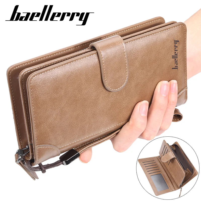 

Baellerry Luxury Brand Men Wallets Long Clutch Purse Wallet Male PU Leather Zipper Wallet Men Business Wallet Large Capacity