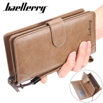 

Baellerry Luxury Brand Men Wallets Long Clutch Purse Wallet Male PU Leather Zipper Wallet Men Business Wallet Large Capacity