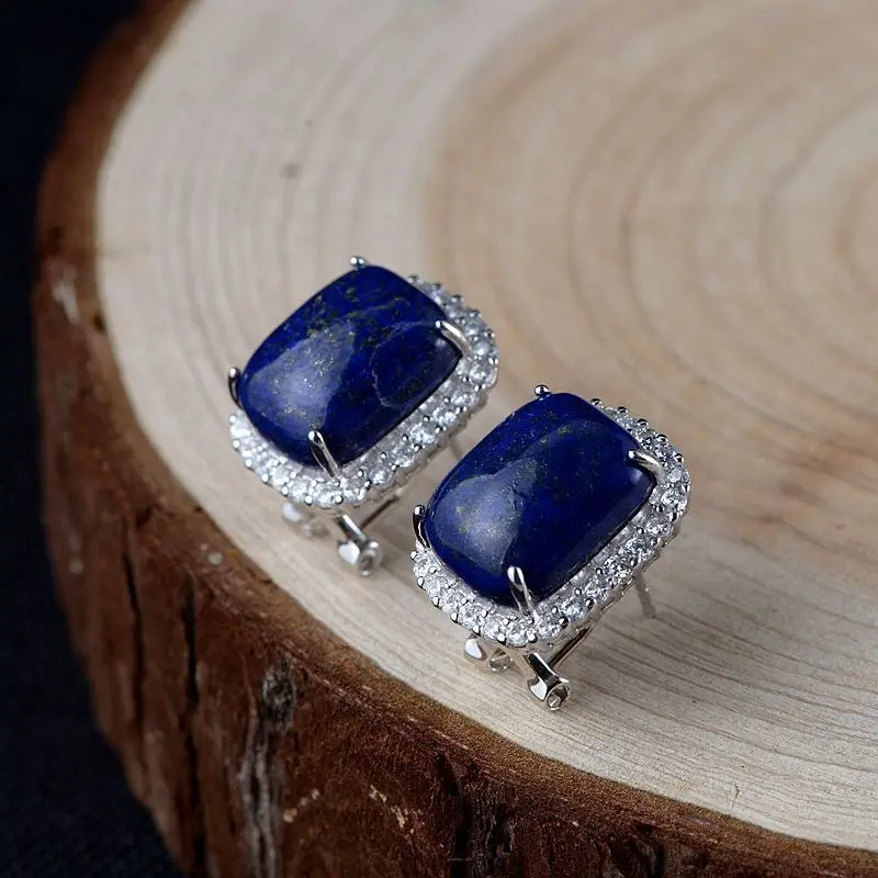

2019 Aventurine Women S925 Inlaid Jin Shier Buckle Accessories Wholesale Fashion Square Female Microscope Technology Ears
