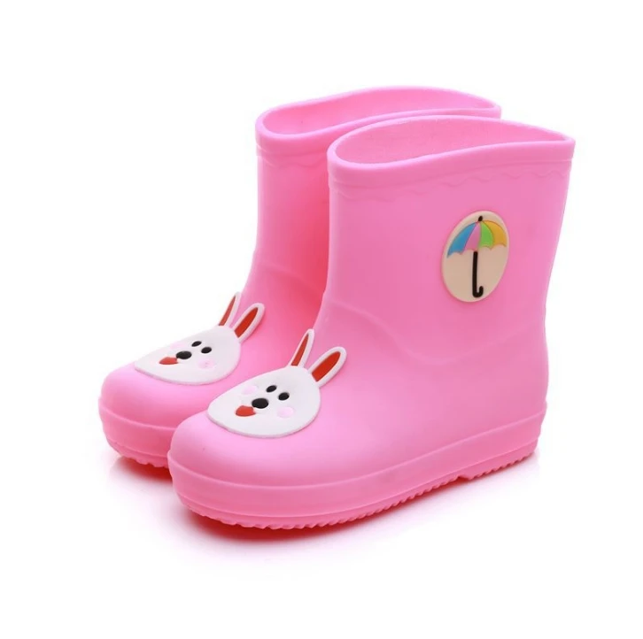 MXHY Новая модная классическая детская обувь ПВХ резиновая детская обувь с героями мультфильмов детская обувь для воды непромокаемые сапоги - Цвет: Розовый
