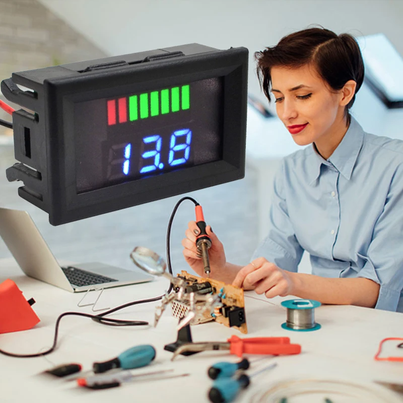 

12V/24V Lead-Acid Battery Voltmeter Digital Display Meter Accurate Vehicle Measure LED 0.56 Inch Ammeter Electric Car
