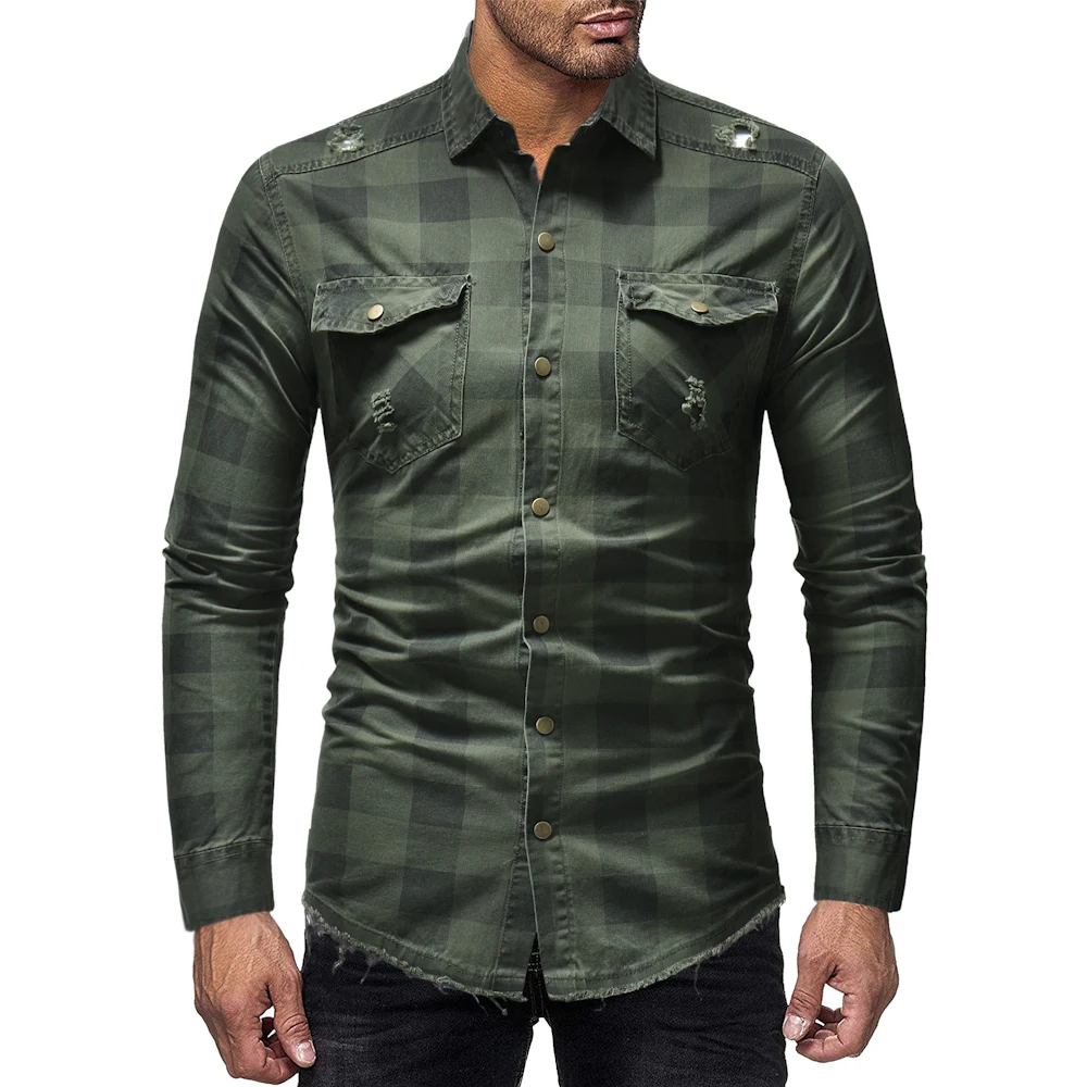 Стиль Aramy Одежда высшего качества Для мужчин рубашки Бизнес Повседневное полоса решетки футболки с длинными рукавами Повседневное плед Гэри Camisa