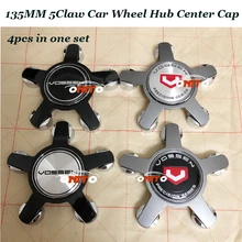 4 pçs/set de 135 MM 5 Clips Carro Capas Para Vossen 56mm Adesivos ABS Etiqueta do logotipo do emblema do Emblema Do Carro 5 pinos Auto cubo de Roda tampas