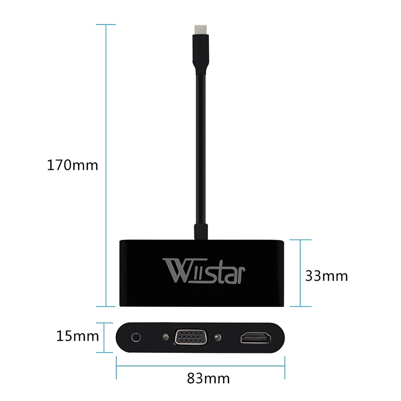 USB C Тип C к HDMI VGA 3,5 мм аудио адаптер 3 в 1 USB 3,1 USB-C конвертер кабель для ноутбука Macbook Google