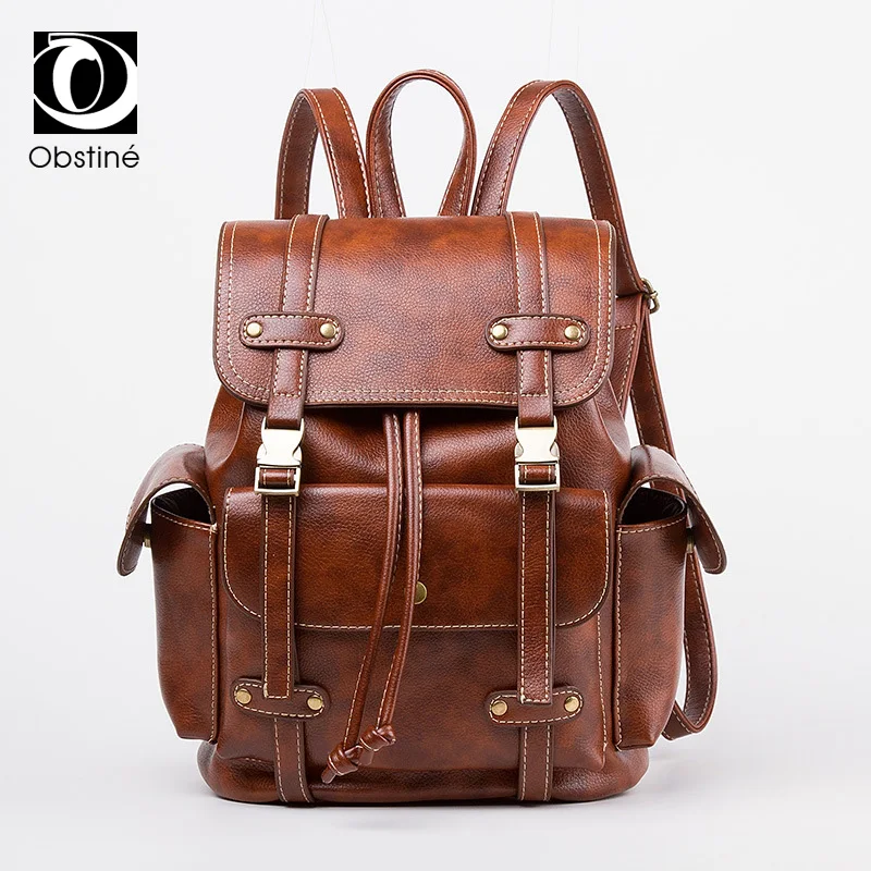 

Designer High Quality PU Leather Backpacks Women Vintage College Student School Backpack For Teenage Girls Female Shoulder Bag