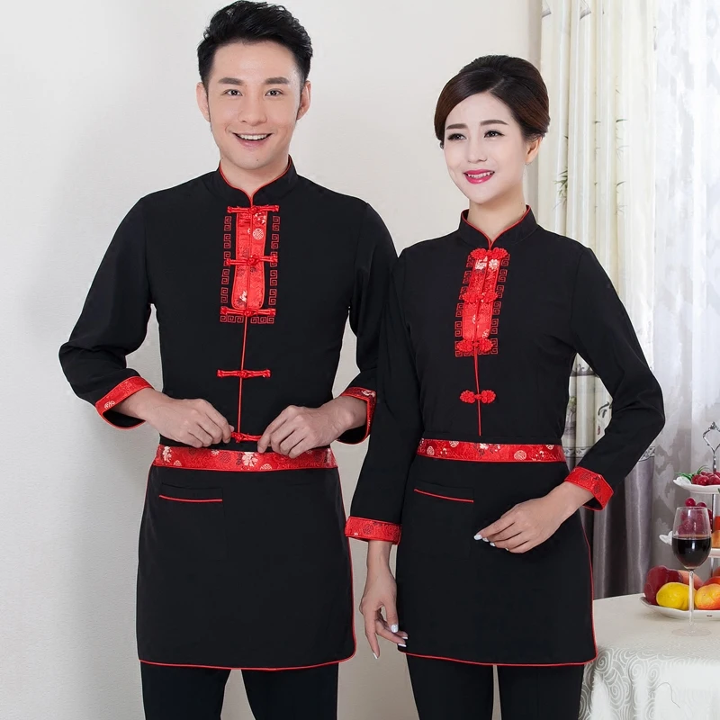 Hotel uniforme mujer restaurante Cafe té uniformes de camarero de manga larga camarera general uniformes de limpieza J029 Hotel uniforme mujer restaurante Cafe té uniformes de camarero de manga larga camarera general uniformes de limpieza J029