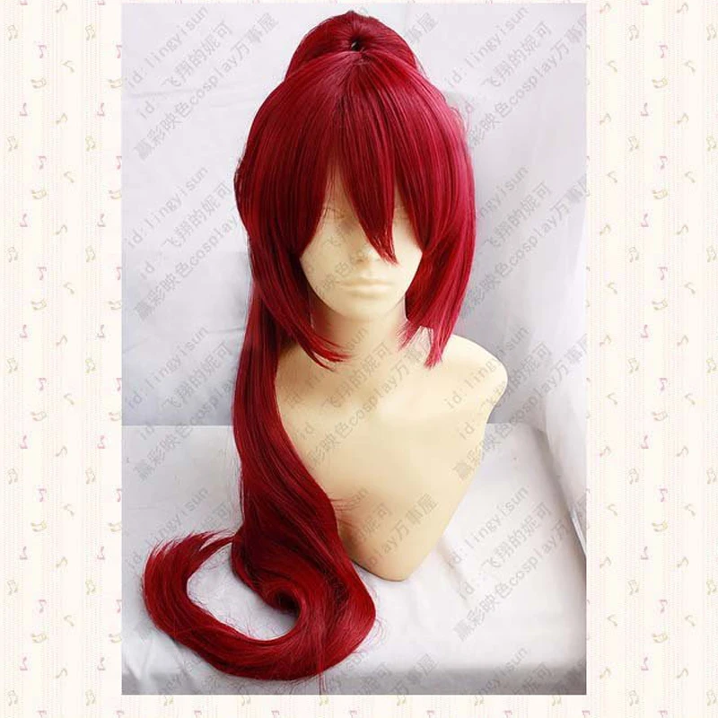 Парик для косплея из красных синтетических волос Puella Magi Madoka Magica.Sakura Kyouko с чипом и