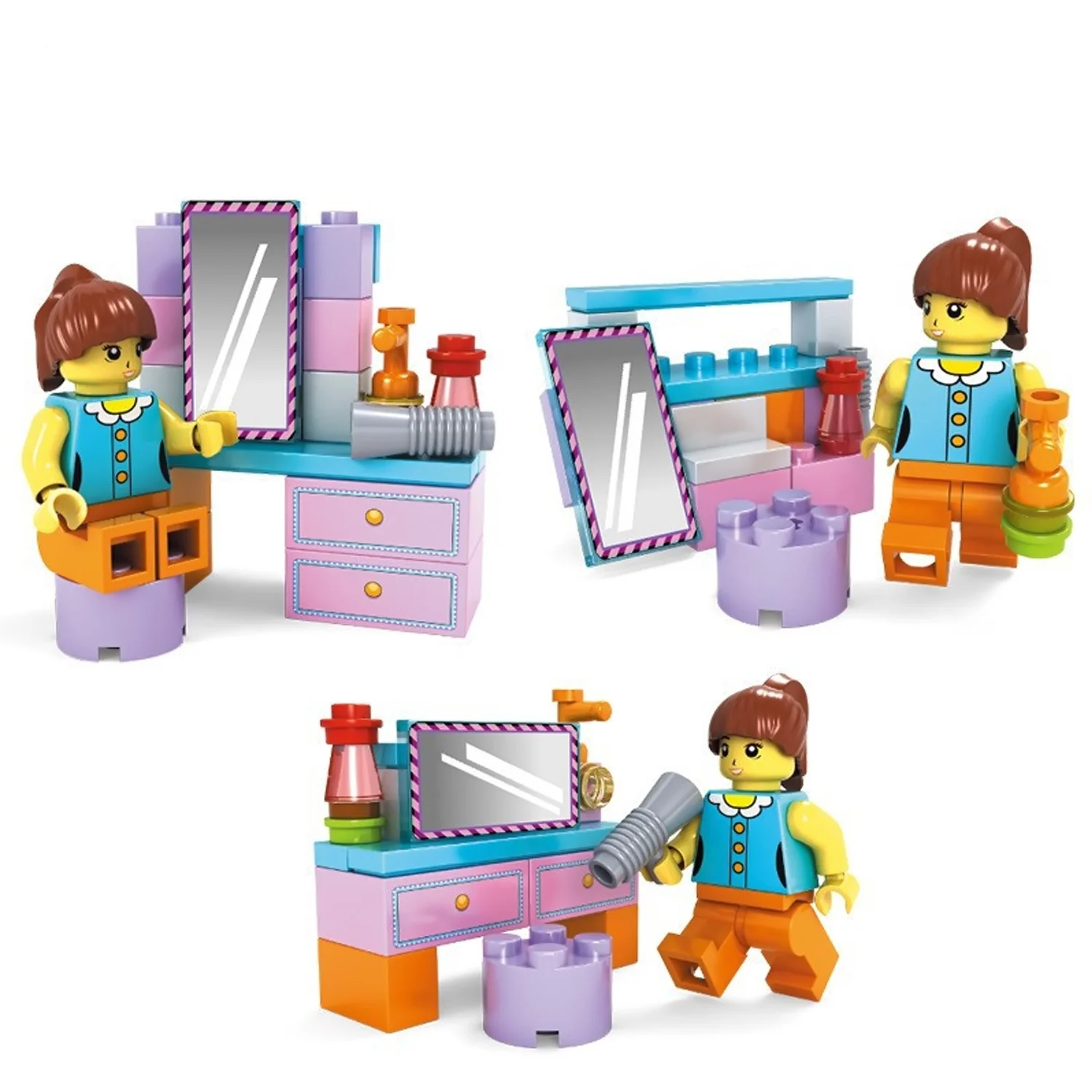 4 набора разборки строительные блоки игрушечный набор стол пляж скамейка гостиная дети сборка из блоков обучающая игрушка для тренировки мозга