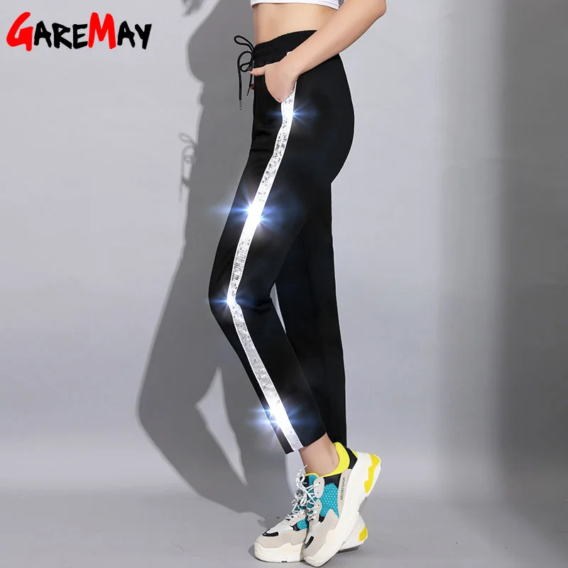 

Garemay Causal Harem Striped Women Pants Female 2019 Classic Women's Sequin Pants Trousers Loose Pants for Women Sweatpants