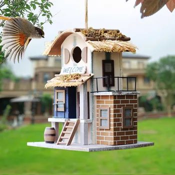 

23*17*17 cm Garden Wooden Box Bird Nest Hanging Cage Lovely Handmade Outdoor Bird Nest Birdhouse Parrot Breeding Nest HW046