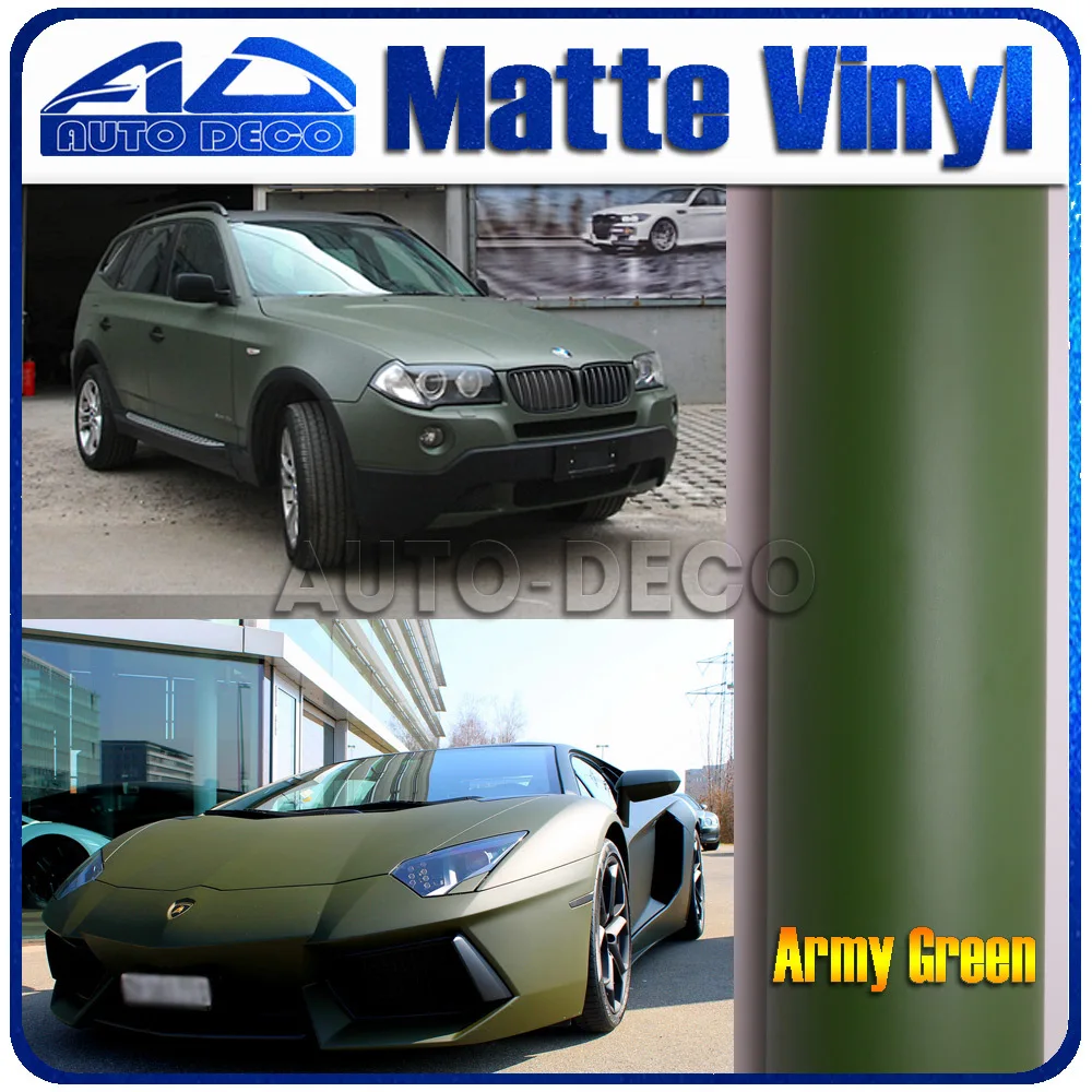 High Quality Army Green Matte Vinyl Film Wrap For car sticker with air channel FedEx Free