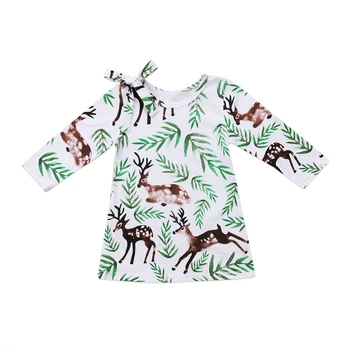 

Flower A-line Girl Dresses Deer Toddler Kid Baby Girl Party Pageant Princess Tutu Dresses Christmas Dress