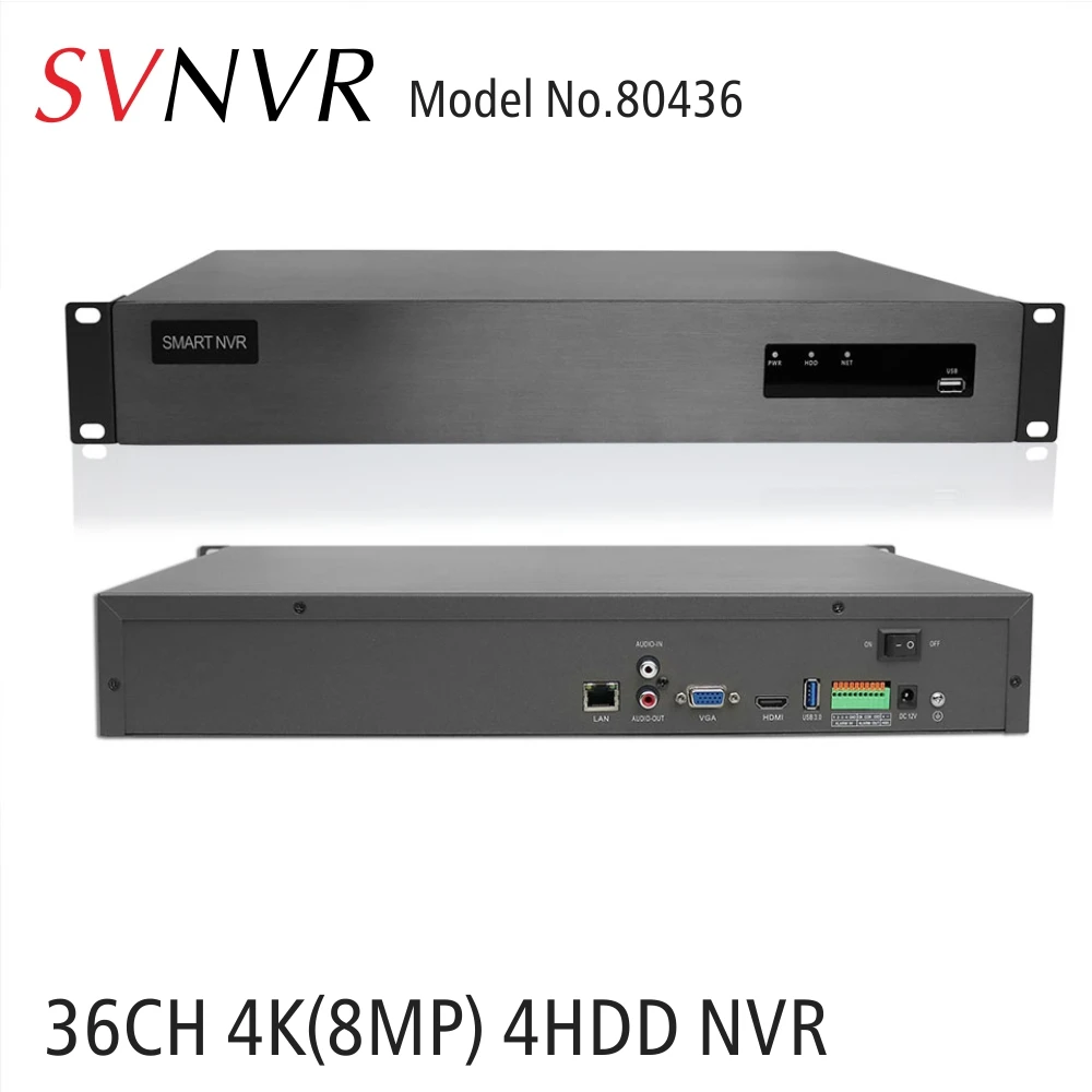 Svnvr 36CH H.265 4 K (8MP) Onvif Поддержка NVR 4x3 5 дюймов жесткого диска SATA HDD с P2P мобильного