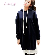 APOENGE Winter Dress For Women 2017 New Hoodies Dresses Plus Size Pullovers Loose Autumn Causal Vestidos Mid Long Dresses LZ554