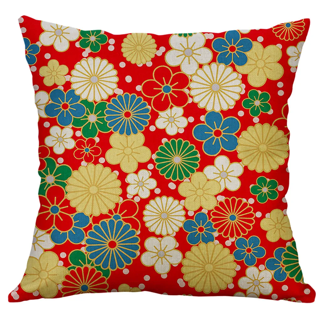 

Square Pillow Case 60x60cm Japanese Landscape Festival Pattern Christmas Pillow Case Linen Home Decorative Cushioncover