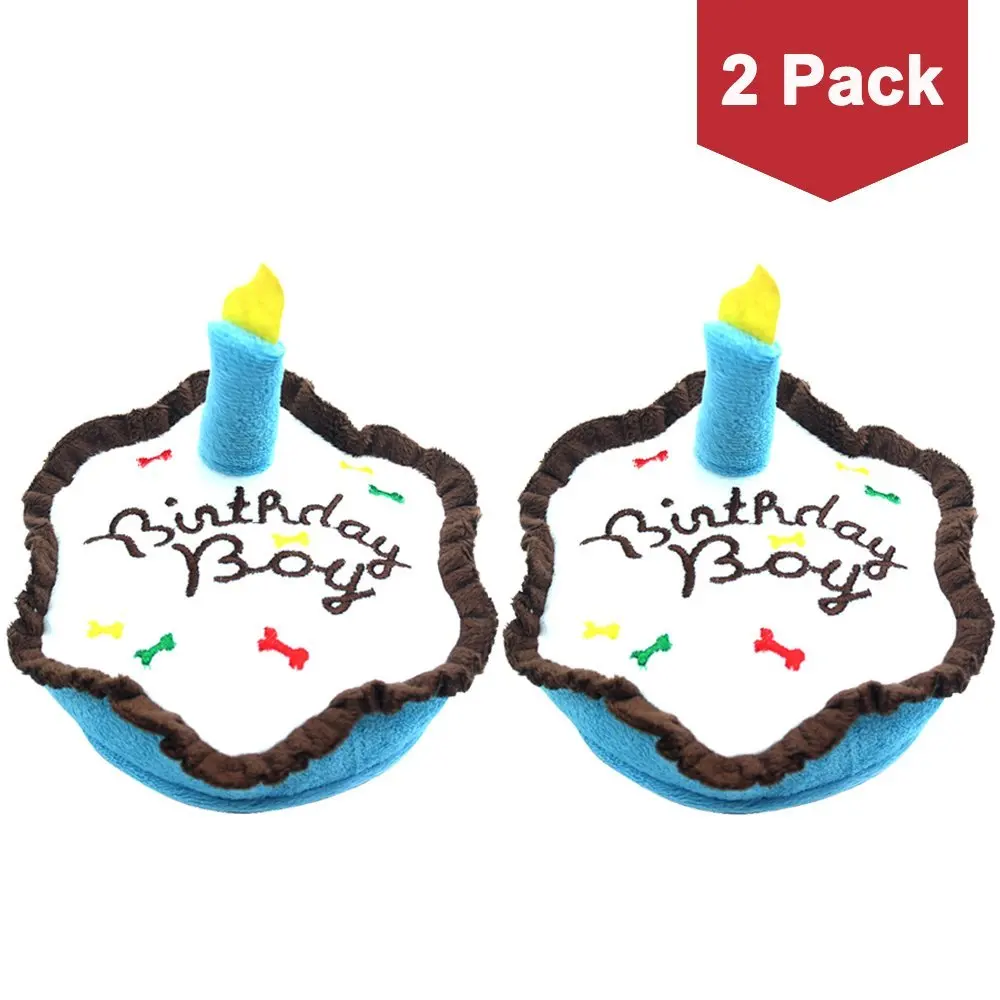 birthday cake plush dog toy
