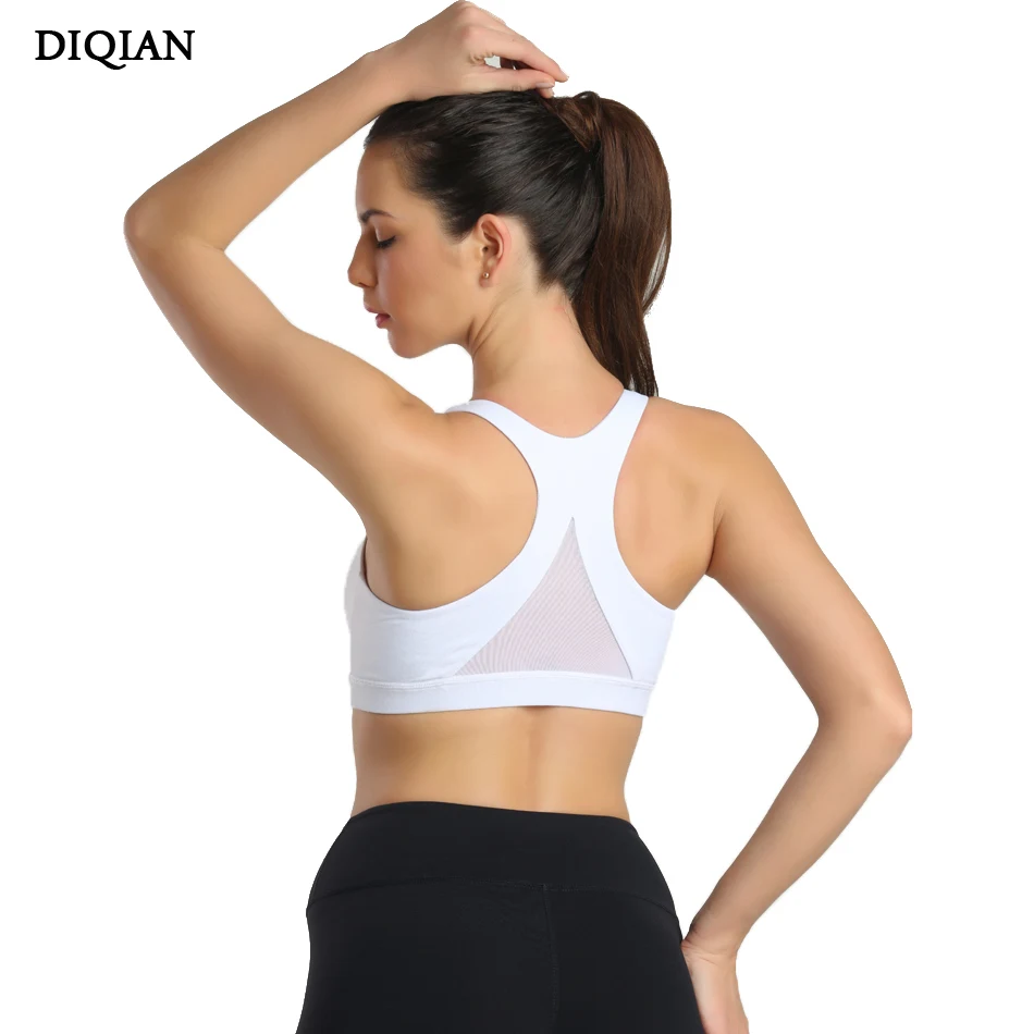 DIQIAN Women Push Up Sports Yoga Bra Top Mesh Triangle Crop Fitness