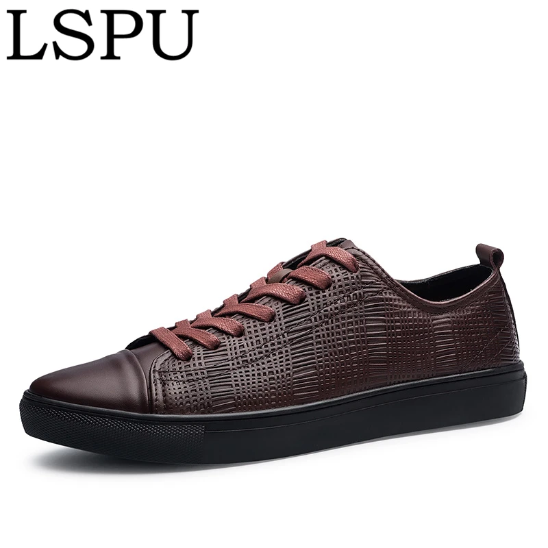 

High Quality Genuine Leather Men Skateboarding Shoes Lace Up Breathable Casual Sneakers Fashion Men Trainer Shoes Plus Size38-47