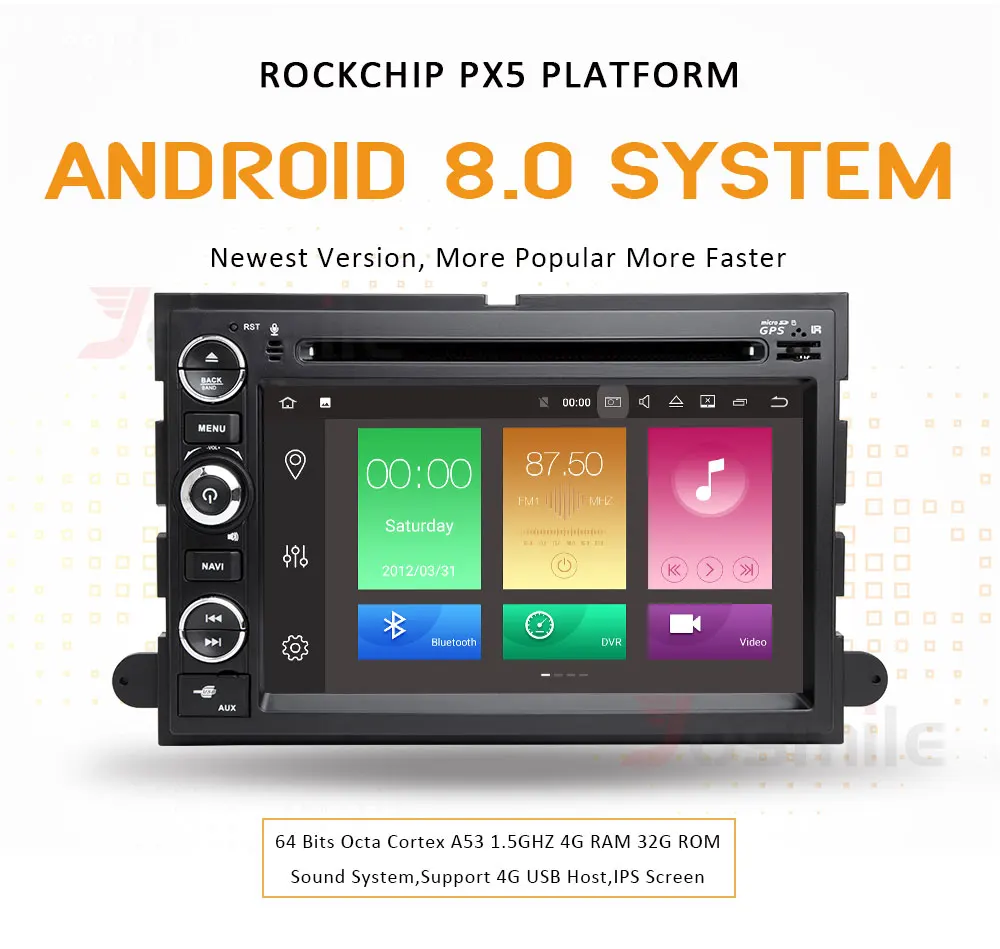 Top Androidht 8.0 8-core Touch Screen Car DVD Player For Ford Explorer Fusion F150 F500 F450 Expedition Radio PX5 4G RAM 32G ROM DAB 0