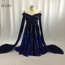ILUSY Роскошные элегантные бархатные и шифоновые платья для выпускного бала с бусинами рукава торжественное платье женское вечернее платье