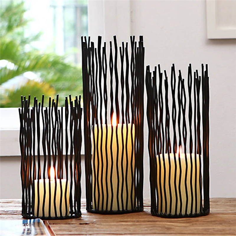

Metal Desk Stand Candle Holders Wedding Candlestick Morocco Tealight Holder Home Decoration Black Bohemian Style