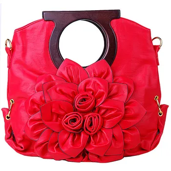 

2018 High quality PU Leather Bag for Women Luxury Brand Designery female handbags Fashionable flower wedding bags woman Tote SAC