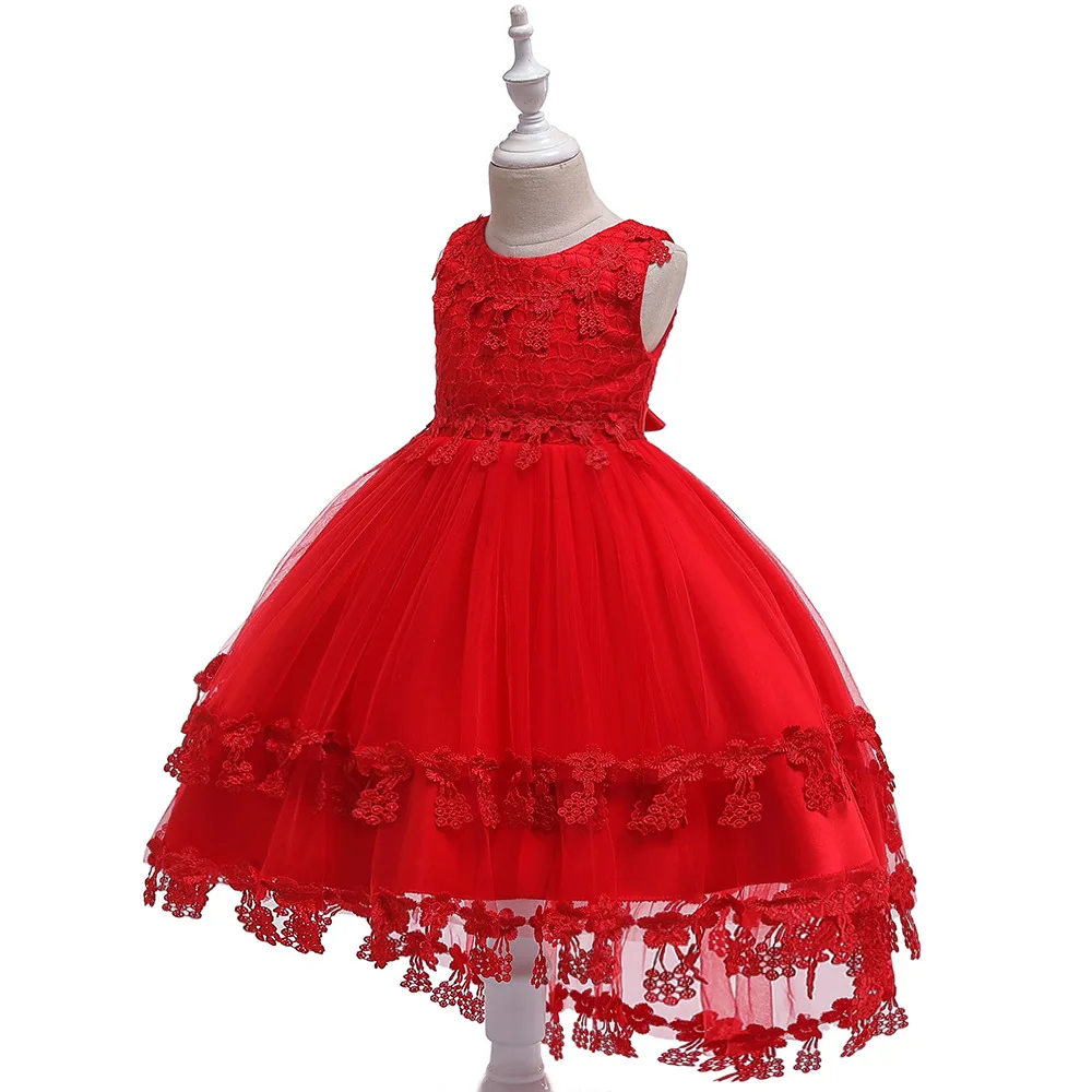 Lush Бисер Детские платья для девочек цветочные аппликации Праздничное платье для девочек Вышивка Свадебное бальное платье, платье принцессы Vestido для девочек - Цвет: T5039RE