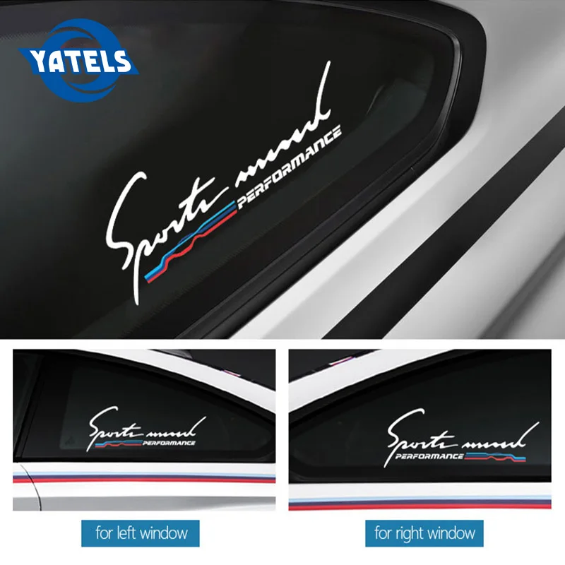 

2PC 2018 Style Stickers Reflective Car Side Window Stickers Sports Decals For bmw e46 e39 e90 f30 f10 e53 e34 X5 X6 Car Styling