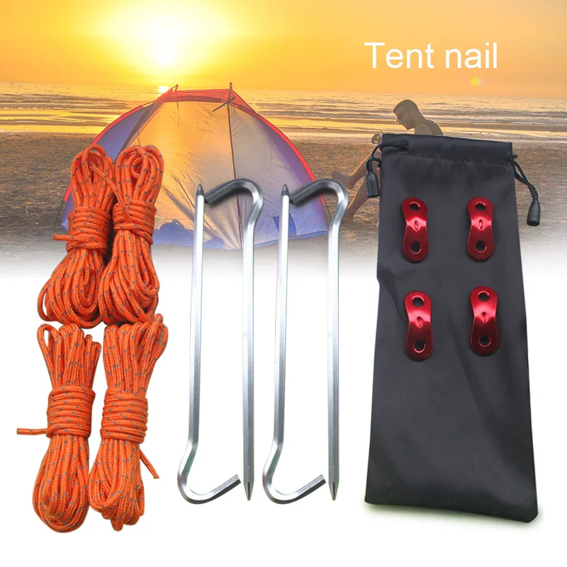 

Tent Pegs Light Tent Nails with Pull Cord Rope Wind Buckles Storage Bag Kit Outdoor Camping Hiking YS-BUY