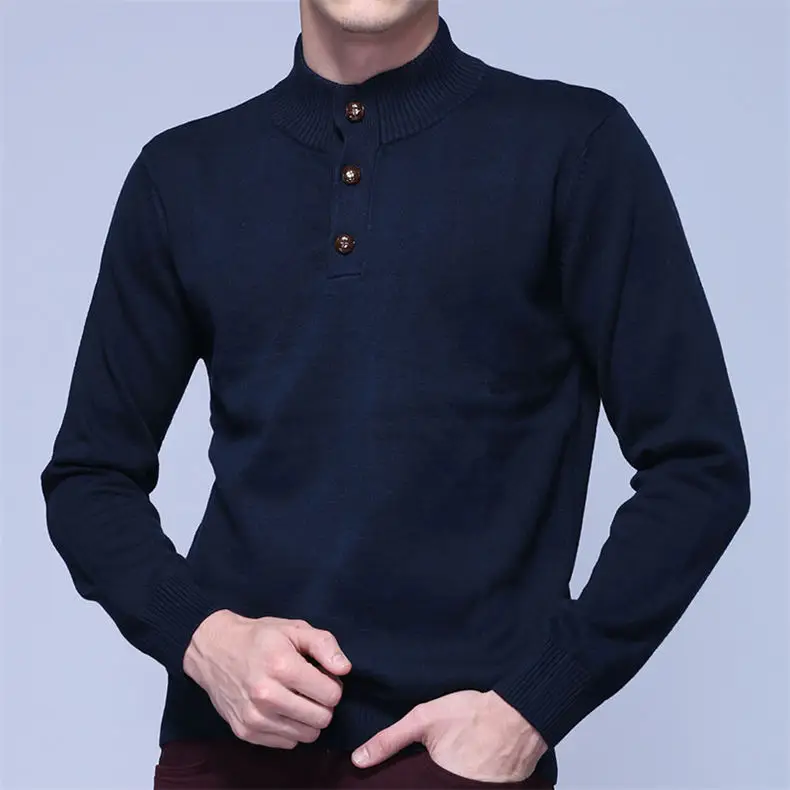 Men Sweater Pullovers MuLS Brand Winter Thick Cotton Knitted Button Sweater Tops Male Jumper Autumn Spring 2018 New Size M-3XL-06