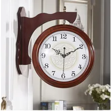 Двухсторонние настенные часы гостиная Европейский стиль в американском стиле из цельной древесины часы пасторальный креативный современный простые настенные часы