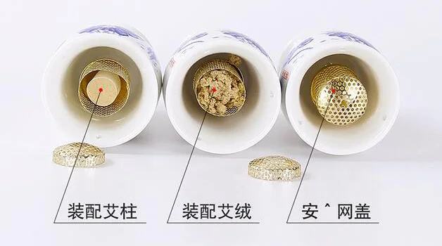 Moxibustion Care Tool Pot Ceramic Cupping Massage Can Tin Moxa Scrapping Cup Warming Therapy for Arm Leg Abdomen