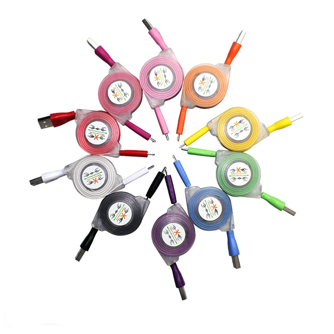 

New USB Cable Charger Data Sync Cord For SONY For HTC Android phone 90cm Data Line Retractable LED Light Durable Micro