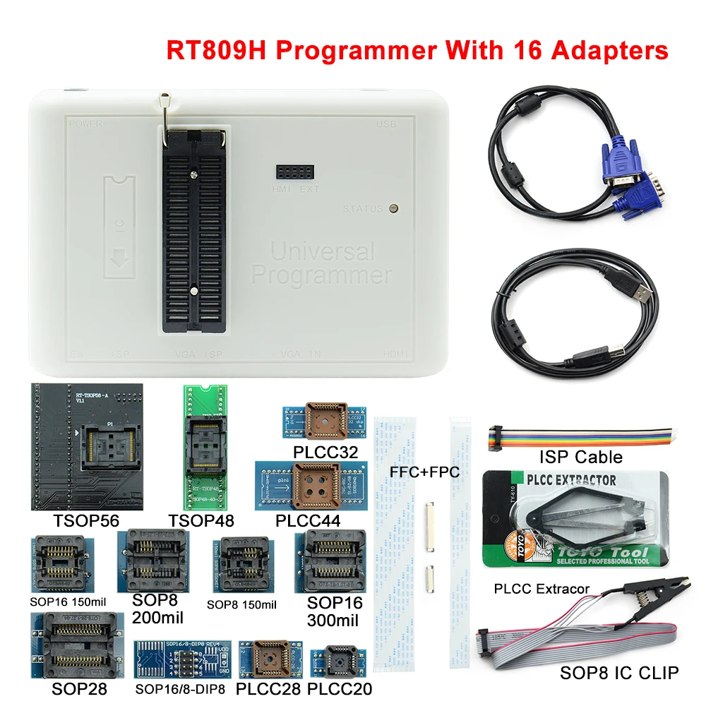 RT809H emmc-nand вспышка чрезвычайно быстрый Универсальный программатор+ кабель EDID с кабелями emmc-nand+ 35 адаптеров