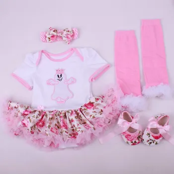 

4PCs per Set Baby Girls' Halloween Ghost Flower Tutu Dress Infant 1st Cosplay Costume Headband Shoes Leg Warmers