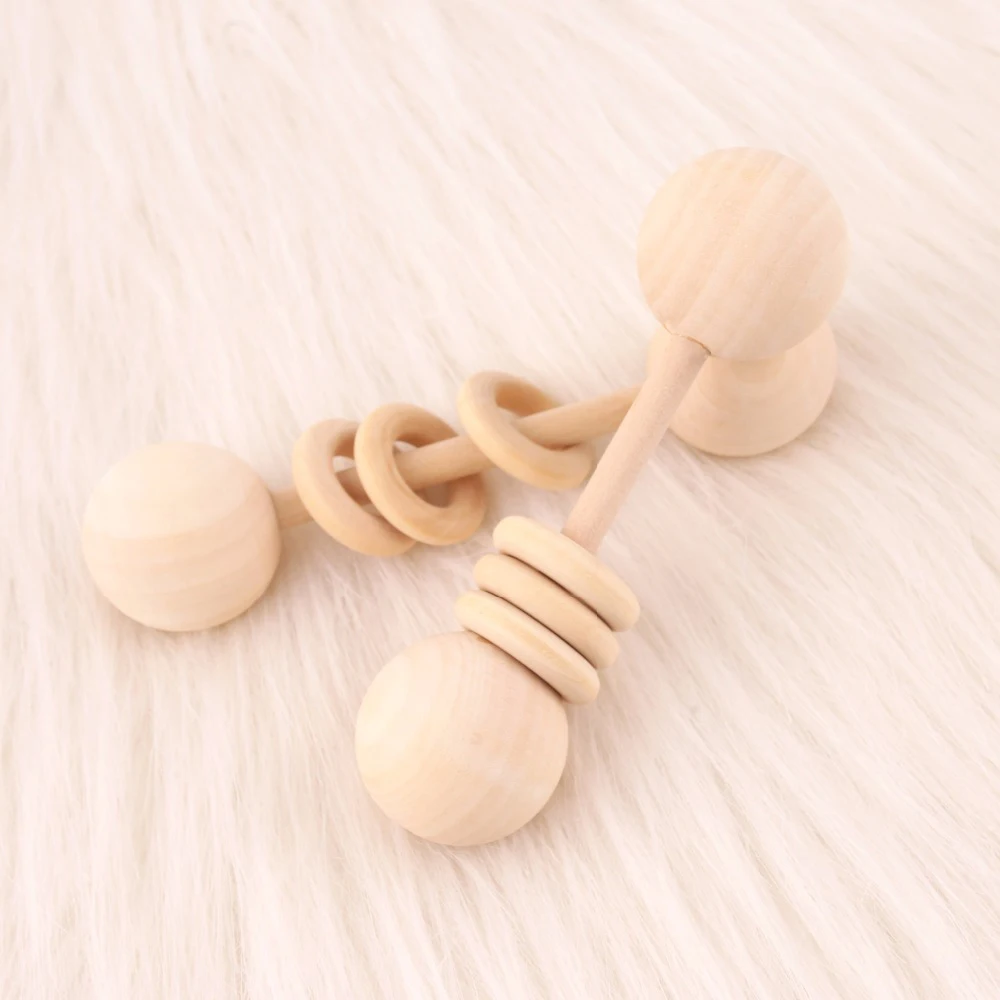 Wooden Teether Bells Wooden Rattles 3 Style Soothe Baby Nursing Accessories Montessori Toys Shower Gift Baby Ring Rattles Toys