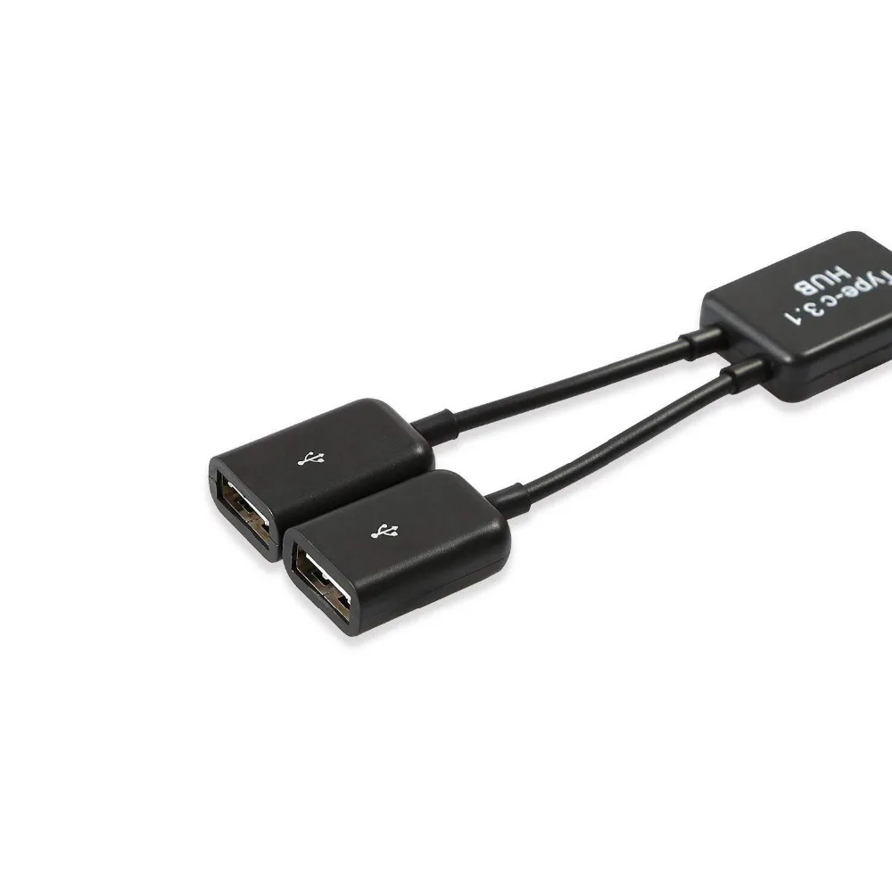 HFES тип C OTG USB 3,1 штекер для двойной 2,0 Женский OTG Зарядка 2 порта концентратор кабель Y сплиттер